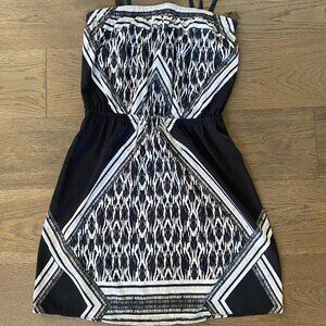 Express Black and White Strapless Dress (Small)